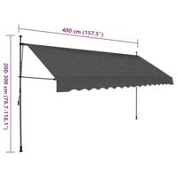 Luifel handmatig uitschuifbaar met LED 400 cm antracietkleurig - thumbnail