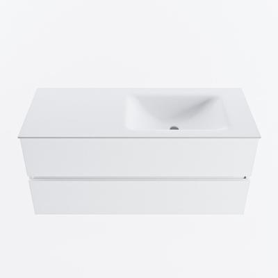 MONDIAZ VICA 110cm badmeubel onderkast Talc 2 lades. Wastafel CLOUD rechts 1 kraangat, kleur Talc.