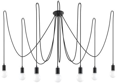 Zwarte elegante Kroonluchter EDISON 7