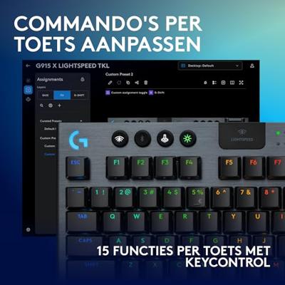 Logitech G G915 X Lightspeed TKL toetsenbord Draadloos Zwart - GL Linear Logitech G G915 X Lightspeed TKL toetsenbord Draadloos Zwart - GL Linear