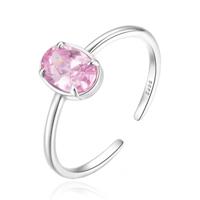 Verfijnde Elenza Zilveren Ring met Roze Kristal - Puur en Elegant voor Dames - thumbnail