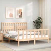 Bedframe met hoofdbord massief hout - thumbnail