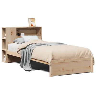 Bed met boekenkast zonder matras massief grenenhout 100x200 cm