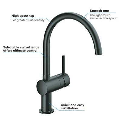 Grohe Minta keukenmengkraan met draaibare C-uitloop zwart - thumbnail