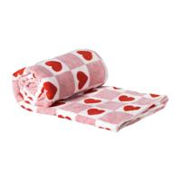 Deken met hartjesprint - roze/rood - 160x130cm - thumbnail