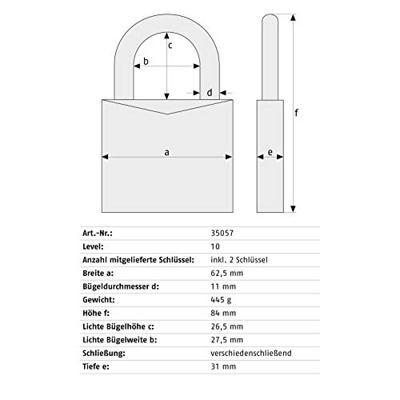 ABUS Hangslot 37/55 B/Dfnli - 37/55 C - 37/55 C ABUS Hangslot 37/55 B/Dfnli - 37/55 C - 37/55 C