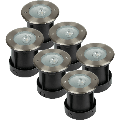 Set van 6 Oblique LED Grondspots buiten - XL Ø15cm - 20° Stralingshoek - 4000K neutraal wit - 8W 350lm - Tuinspot - RVS - IP67 waterdicht Set van 6 Oblique LED Grondspots buiten - XL Ø15cm - 20° Stralingshoek - 4000K neutraal wit - 8W 350lm - Tuinspot - RVS - IP67 waterdicht
