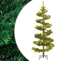 VidaXL Kunstkerstboom met verlichting en standaard 150 cm pvc groen - thumbnail
