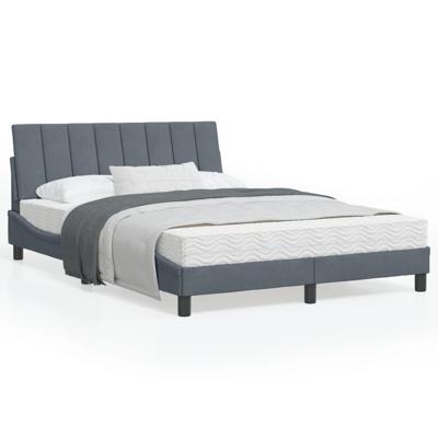 Bed met matras fluweel donkergrijs 120x200 cm - thumbnail
