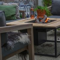 Cosiloft vuurtafel 100 x 100 cm. black - teak - thumbnail