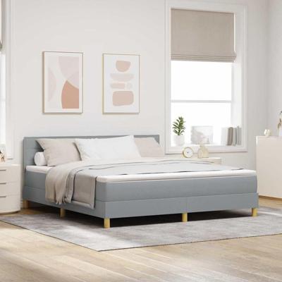 LED Box Spring Bed met matras Lichtgrijs 180 x 200 cm Stof
