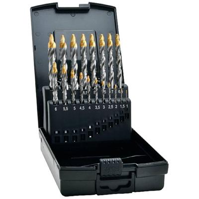Exact 74561 HSS TiN-punt Spiraalboor 1 mm, 1.5 mm, 2 mm, 2.5 mm, 3 mm, 3.5 mm, 4 mm, 4.5 mm, 5 mm, 5.5 mm, 6 mm, 6.5 mm, 8 mm, 10 mm DIN 338 1 set(s)