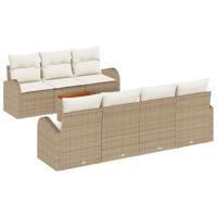 Tuinbankenset met kussen 8 pcs Beige poly rattan - thumbnail