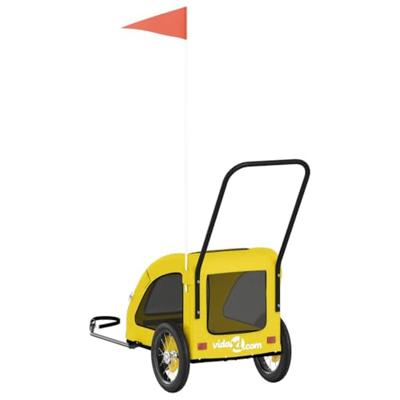 VidaXL Hondenfietstrailer oxford stof en ijzer geel - thumbnail