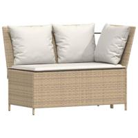 4-delige Tuinset met kussens poly rattan beige - thumbnail
