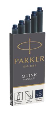 Parker Quink inktpatronen blauw-zwart, doos met 5 stuks