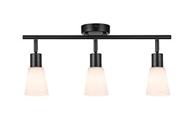 Plafond of wandspot zwart met 3 glazen kappen Nordlux Cole