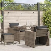 4-delige Loungeset met kussens poly rattan grijs - thumbnail