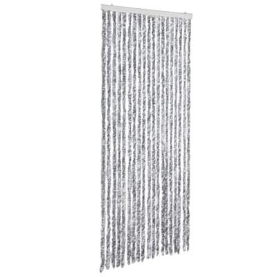 VidaXL Vliegengordijn 56x200 cm chenille wit en grijs VidaXL Vliegengordijn 56x200 cm chenille wit en grijs