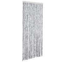 VidaXL Vliegengordijn 56x200 cm chenille wit en grijs - thumbnail