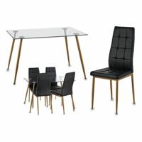 Tafel met vier stoelen Gift Decor Bruin Zwart Transparant - thumbnail