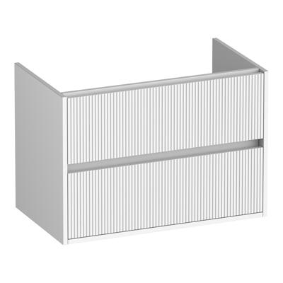 Brauer Adore Wavy - Onderkast - 80 cm - met 2 Softclose Lades Greeploos en 1 Sifon Uitsparing - Mat Wit