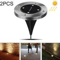 2 stuks 4 LED IP44 waterdichte zonne-aangedreven begraven licht SMD 5050 wit licht onder grond Lamp pad manier tuin Decking LED licht - thumbnail