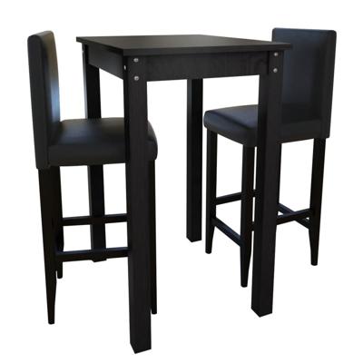 VidaXL Bartafel met 2 barkrukken zwart