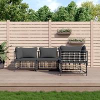 4-delige Loungeset met kussens poly rattan antracietkleurig - thumbnail