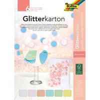 Glitterkarton folia 174x245mm 6vel pastel assorti - thumbnail