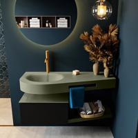 MONDIAZ RIVA 120cm badmeubel onderkast / planchet kleur Urban met 1 lade. Wastafel DULCET links 1 kraangat kleur Army. - thumbnail