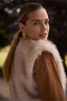 Ivana fur waistcoat - ecru - 13259