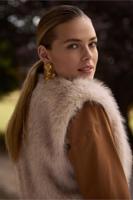 Ivana fur waistcoat - ecru - 13259 - thumbnail