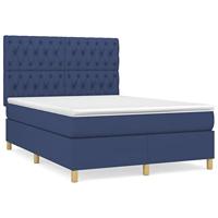 Boxspring met matras stof blauw 140x200 cm - thumbnail