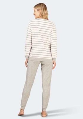 Warme grijs-roze badstof damespyjama Hajo Warme grijs-roze badstof damespyjama Hajo