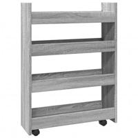 Opbergtrolley smal 4-laags bewerkt hout grijs sonoma eiken - thumbnail