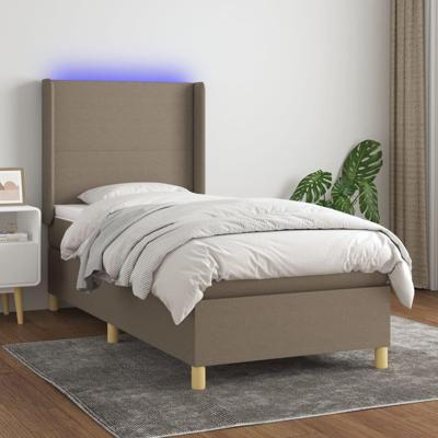 Boxspring met matras en LED stof taupe 90x190 cm