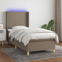 Boxspring met matras en LED stof taupe 90x190 cm - thumbnail