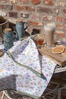 Clayre & Eef Placemats Set van 6 48x33 cm Wit Groen Katoen Bloemen - thumbnail