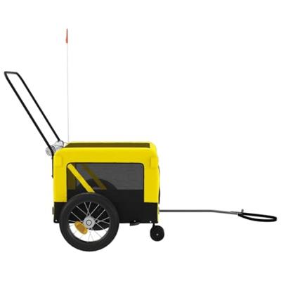 Hondenfietstrailer oxford stof en ijzer geel en zwart - thumbnail