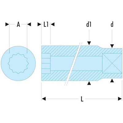 Facom lange dop 12-kant 11mm - R.11EL