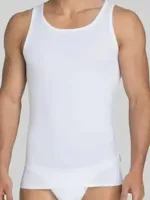 2-Pack Basics Heren singlet - 32324 - Biologisch katoenen heren onderhemd / hemd heren - L - Wit - L - thumbnail