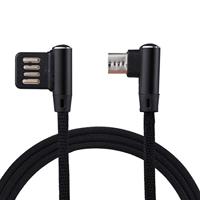 1m 2.4A Output USB naar Micro USB-dubbele elleboog Design Nylon weven stijl Sync opladen kabel voor Samsung Huawei Xiaomi HTC LG Sony Lenovo en - thumbnail