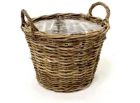 Van der Leeden Mandwerk BV bloemenmand plantaardig d40h30cm brown - thumbnail