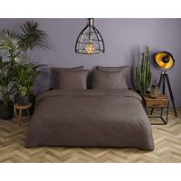 HIP Dekbedovertrek "uni dessin" - Bruin - (200x200/220 cm) - Katoen Satijn - thumbnail