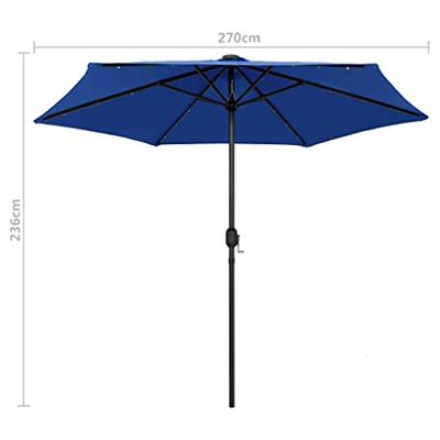 VidaXL Parasol met led-verlichting en aluminium paal 270 cm azuurblauw