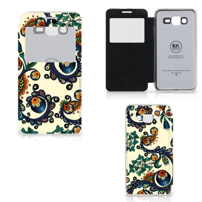 Wallet Case Samsung Galaxy Grand Prime Barok Flower Wallet Case Samsung Galaxy Grand Prime Barok Flower