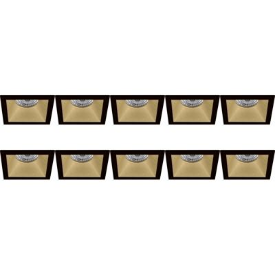 Vierkante Verdiepte Inbouwspot 10-Pack GU10 Zwart/Goud. Aluminium 82mm