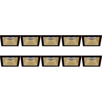 Vierkante Verdiepte Inbouwspot 10-Pack GU10 Zwart/Goud. Aluminium 82mm - thumbnail