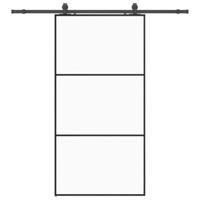 Schuifdeur met beslagset 102x205 cm ESG glas zwart